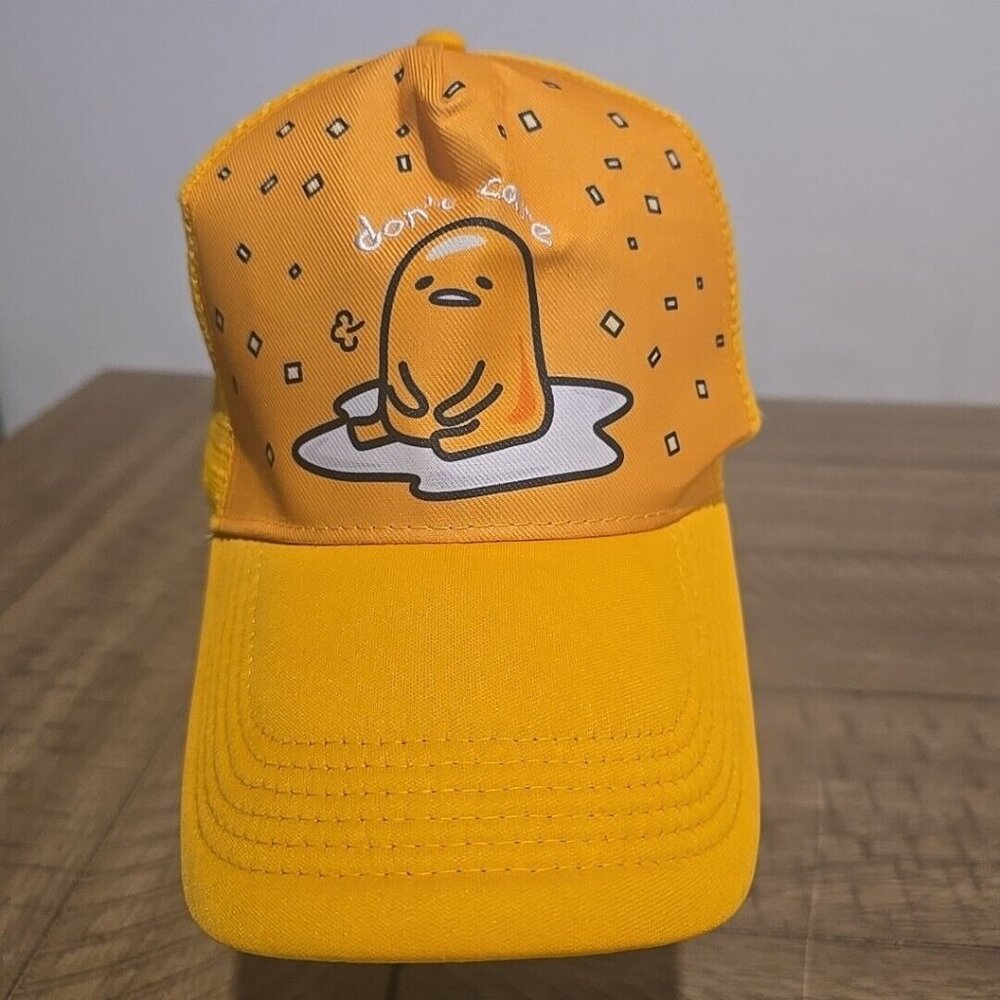 Gudetama The Lazy Egg Dont Care Snapback Cap Trucker Hat Sanrio Mesh Snapback